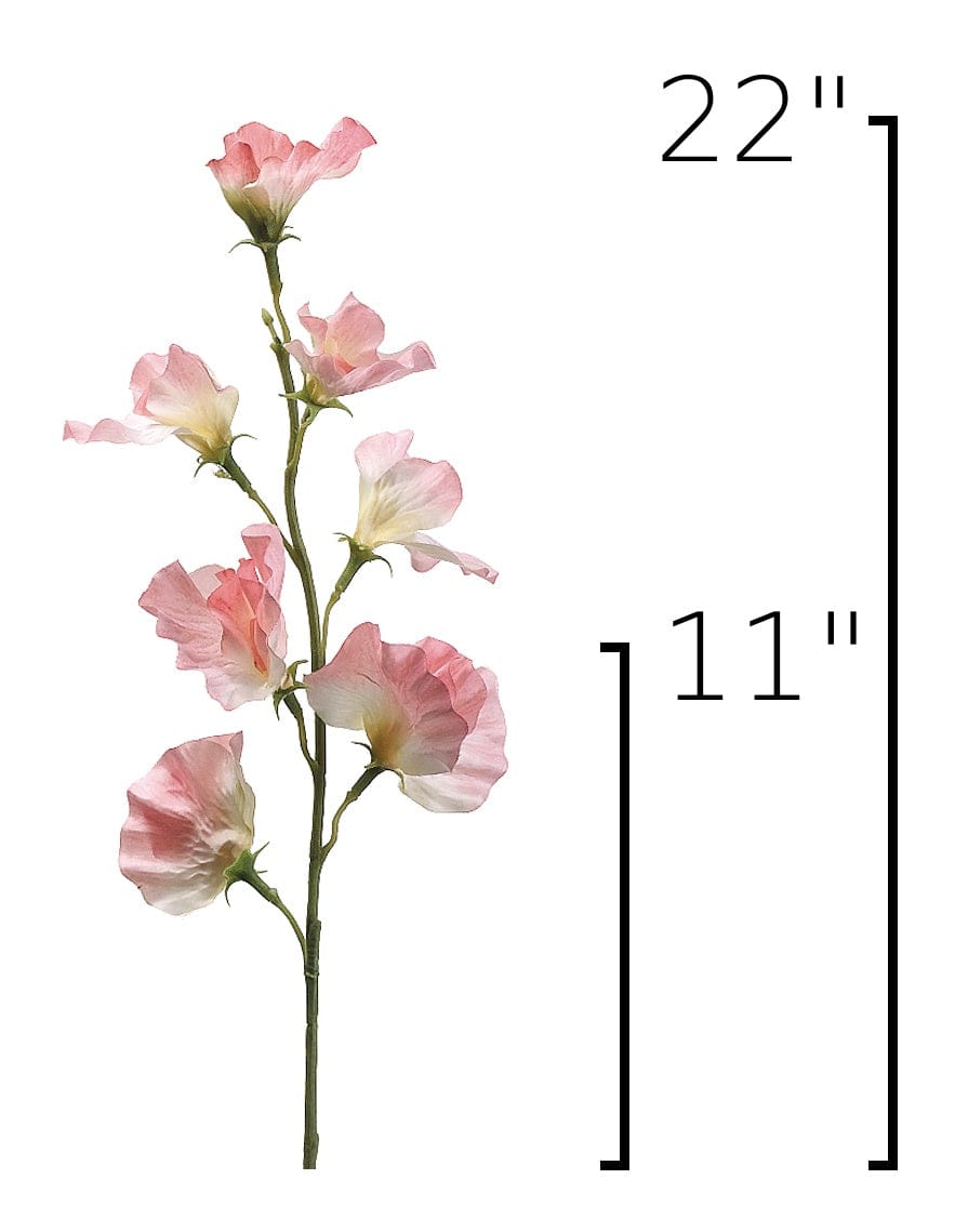 22" Faux Light Pink Sweet Pea Stem