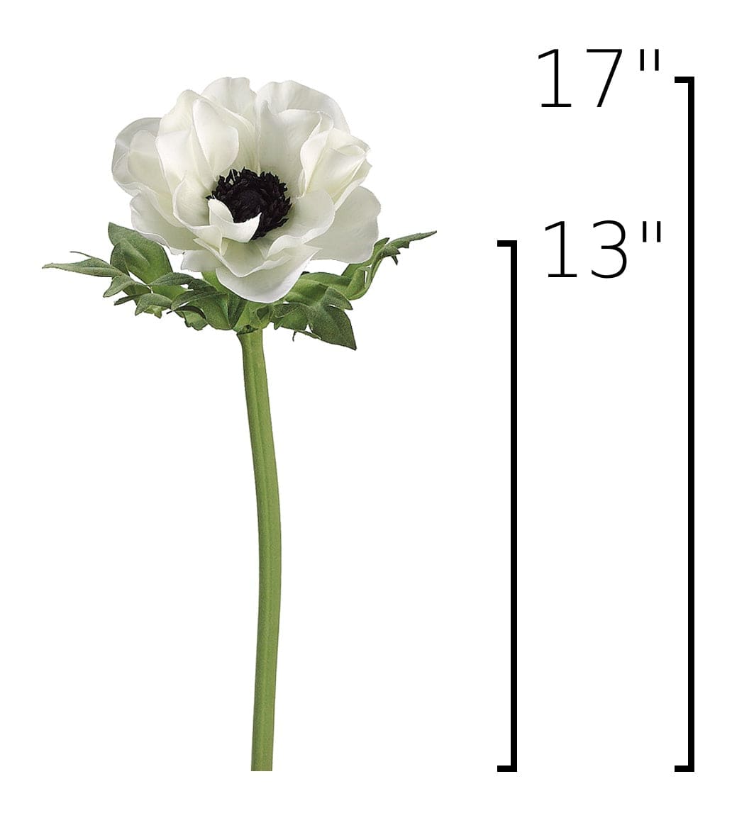 17" Faux Anemone White Stem