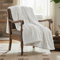 Tache White Ivory Polar Faux Fur with Sherpa Throw Blanket