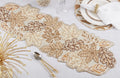 Fennco Styles Hand Beaded Fall Leaves Table Runner 12" W x 36" L - Gold Elegant Autumn Table Cover for Home Décor, Holidays, Family Gatherings, Banquets and Special Occasion