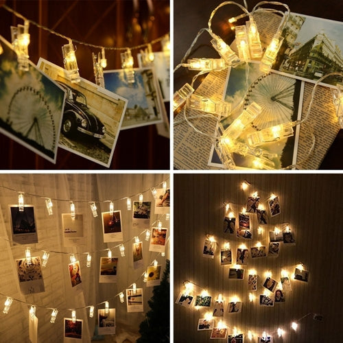 40 LED Large Photo Clip Clear Cable Lights - Plug in