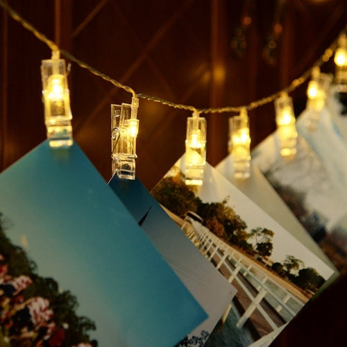 40 LED Large Photo Clip Clear Cable Lights - Plug in