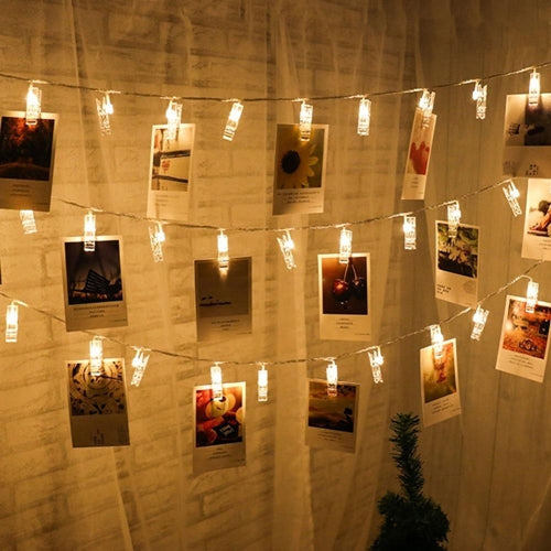 40 LED Large Photo Clip Clear Cable Lights - Plug in