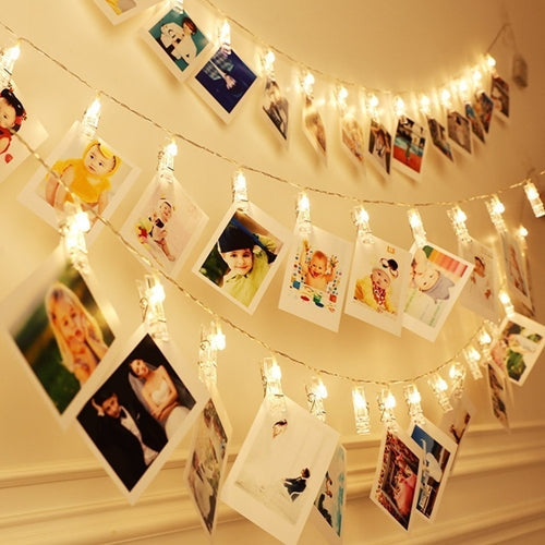 40 LED Large Photo Clip Clear Cable Lights - Plug in