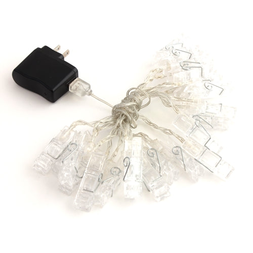40 LED Large Photo Clip Clear Cable Lights - Plug in
