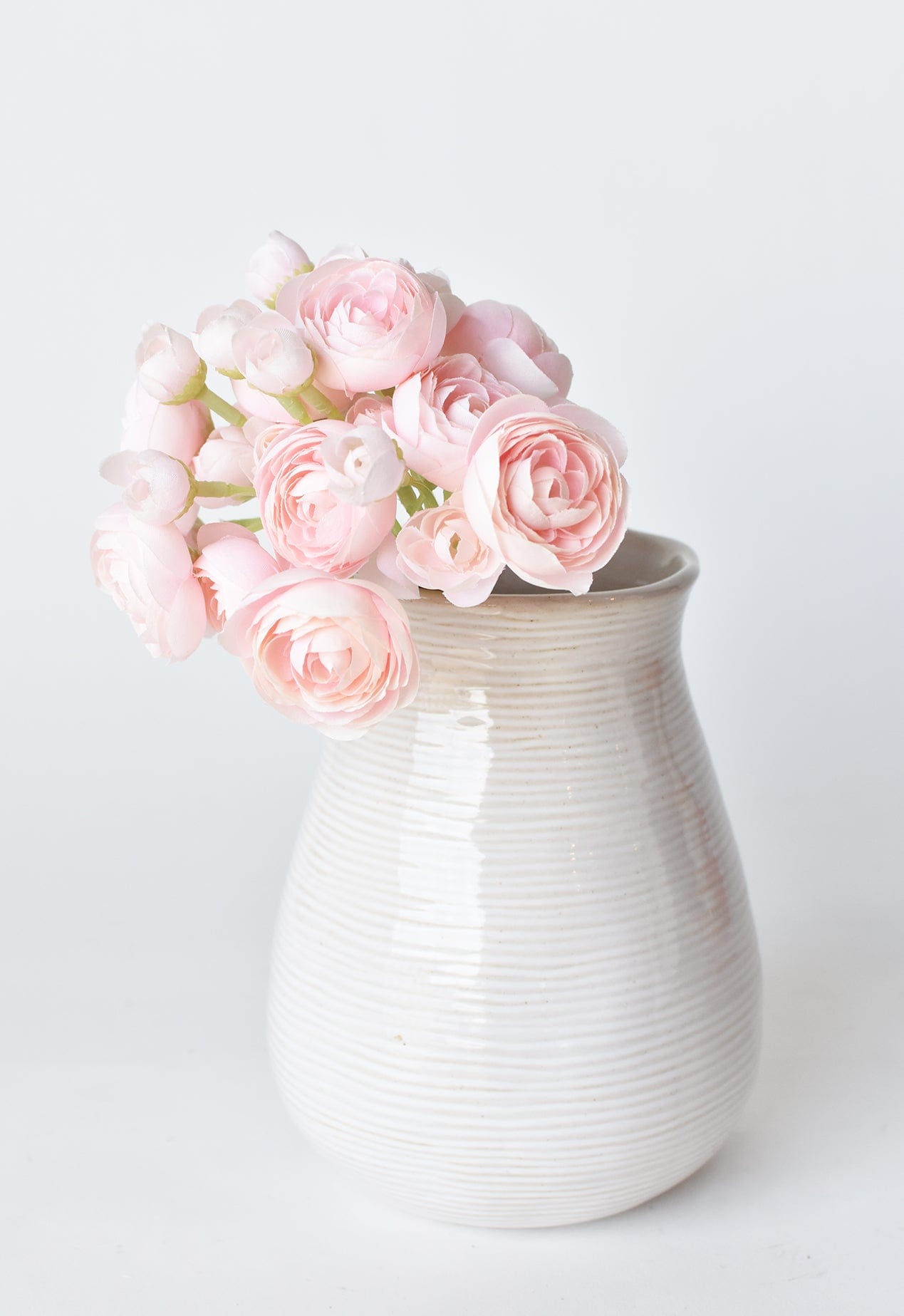10" Faux Pale Pink Ranunculus Stem Bundle