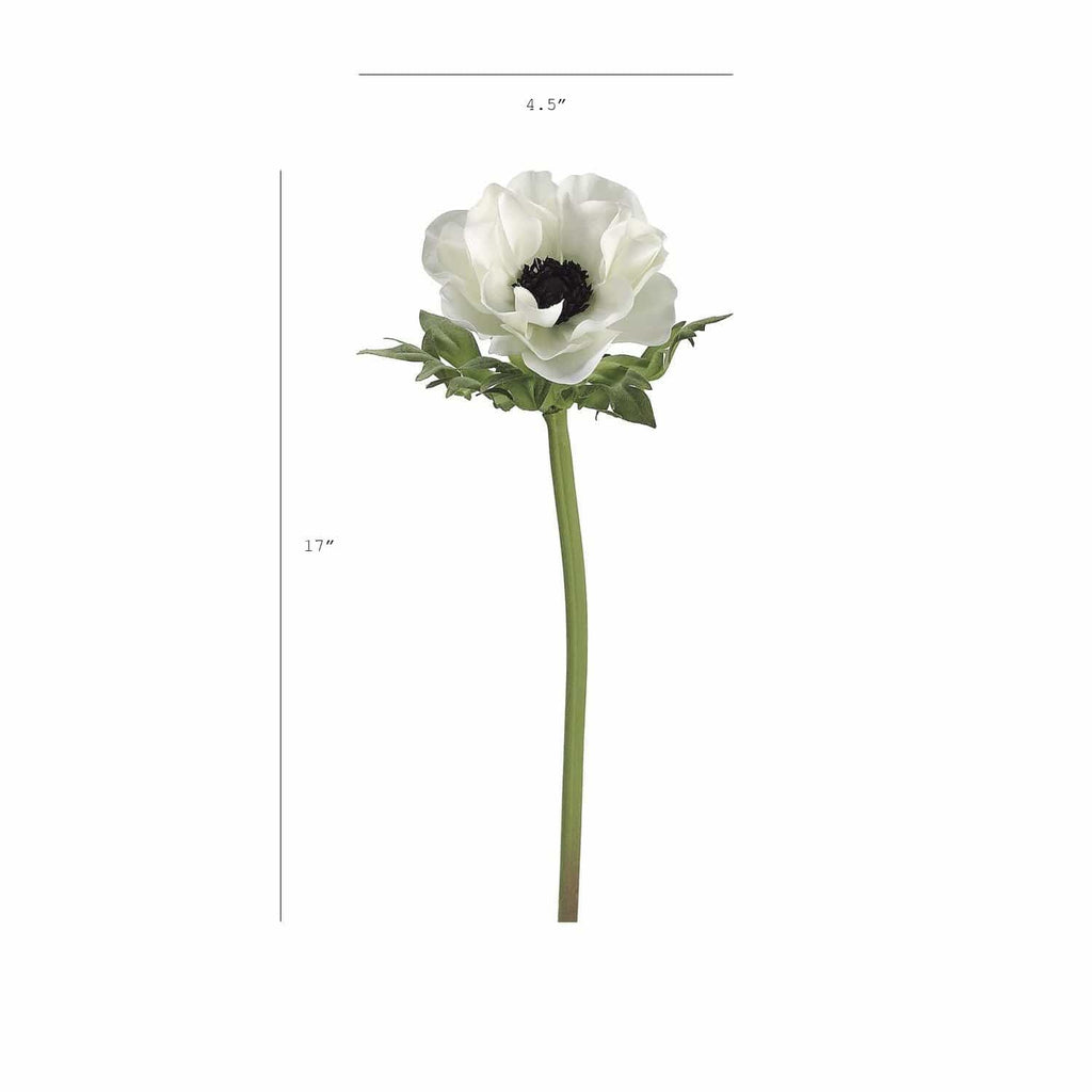 17" Faux Anemone White Stem