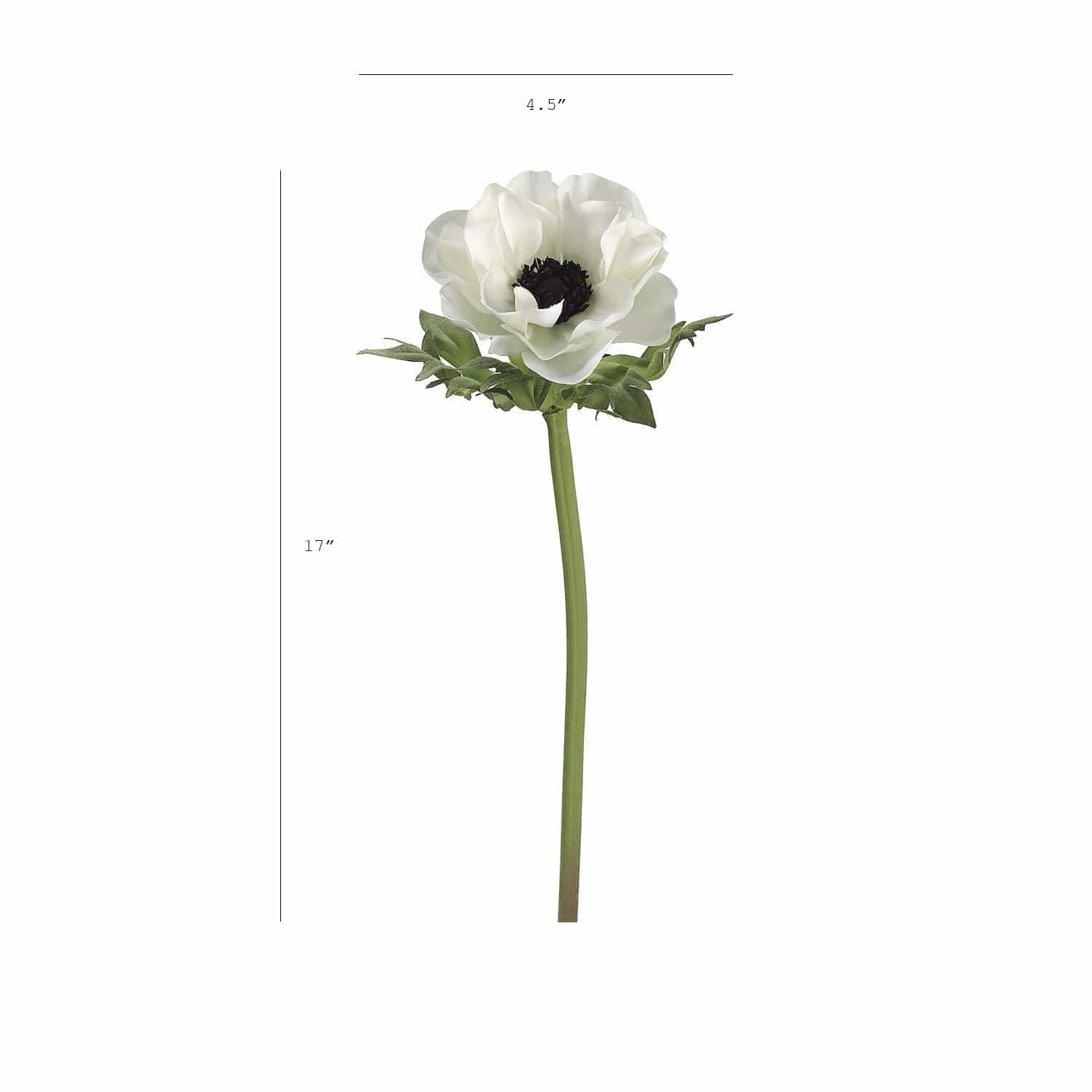 17" Faux Anemone White Stem