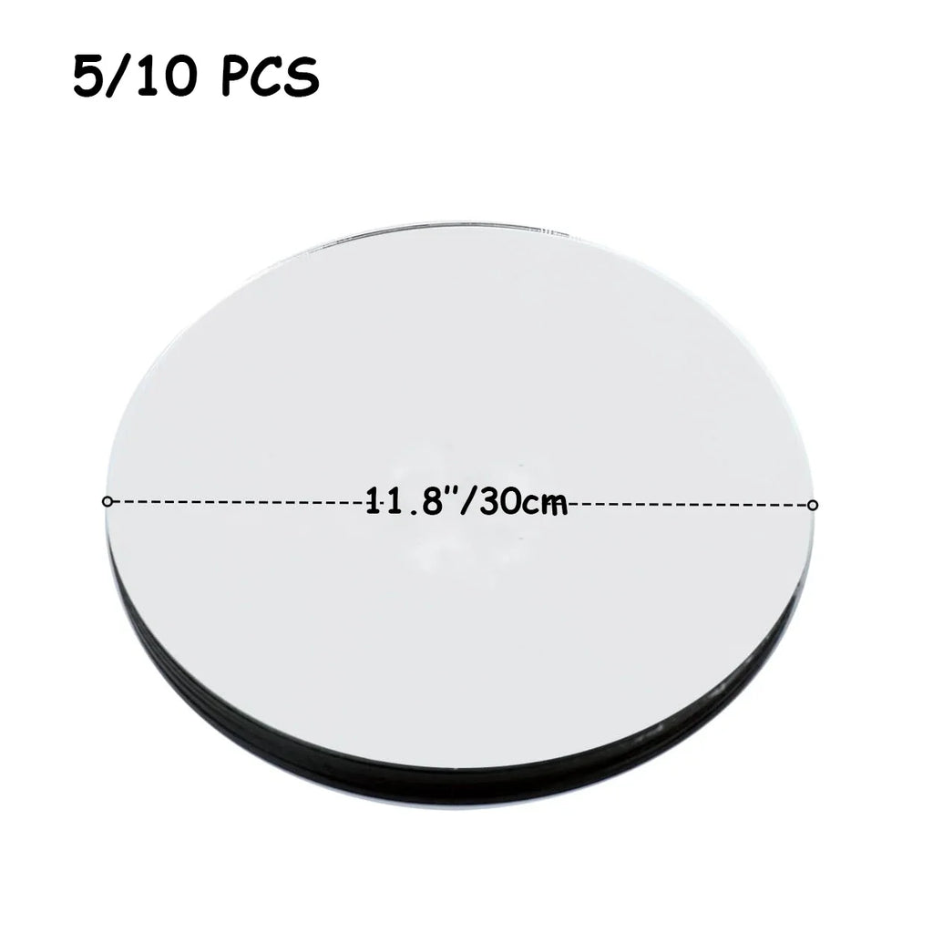 5/10pcs Acrylic Mirror Table Centerpieces, Round Decorative Display Trays for Wedding, Dining & Coffee Tables(20/30cm)