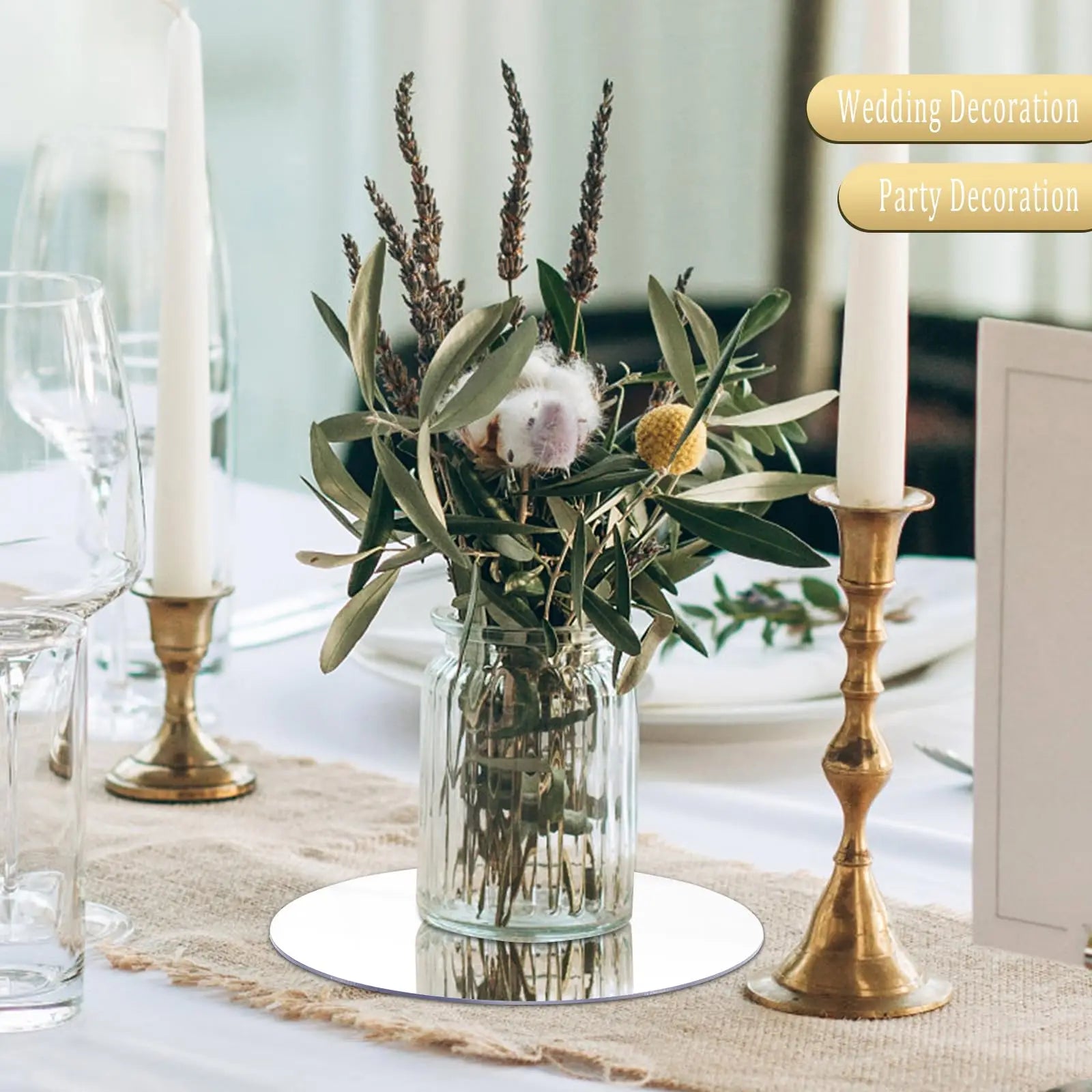 5/10pcs Acrylic Mirror Table Centerpieces, Round Decorative Display Trays for Wedding, Dining & Coffee Tables(20/30cm)