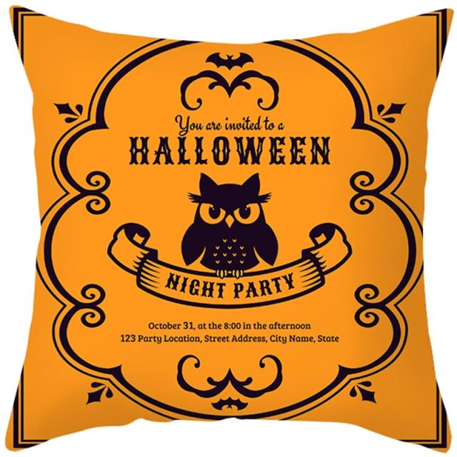 Halloween Cushion Cover Horror Pumpkin Printed Pillow Case Orange And Black Pillow Cover Pumpkin Farmhouse Deco Happy Halloween Decorative Pillow Case For Home  45x45CM