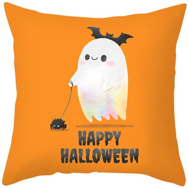 Halloween Cushion Cover Horror Pumpkin Printed Pillow Case Orange And Black Pillow Cover Pumpkin Farmhouse Deco Happy Halloween Decorative Pillow Case For Home  45x45CM