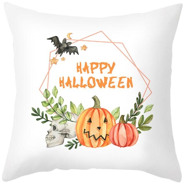 Halloween Cushion Cover Horror Pumpkin Printed Pillow Case Orange And Black Pillow Cover Pumpkin Farmhouse Deco Happy Halloween Decorative Pillow Case For Home  45x45CM