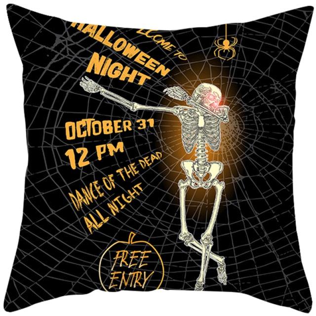 Halloween Cushion Cover Horror Pumpkin Printed Pillow Case Orange And Black Pillow Cover Pumpkin Farmhouse Deco Happy Halloween Decorative Pillow Case For Home  45x45CM