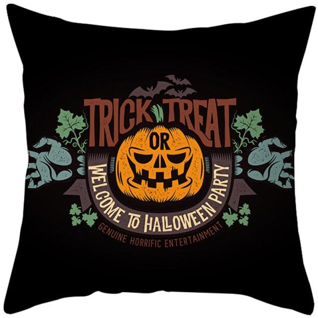 Halloween Cushion Cover Horror Pumpkin Printed Pillow Case Orange And Black Pillow Cover Pumpkin Farmhouse Deco Happy Halloween Decorative Pillow Case For Home  45x45CM