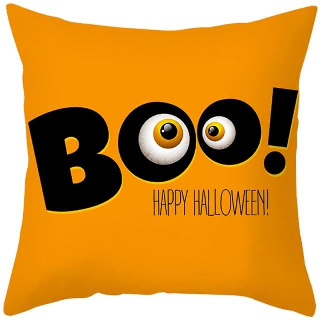 Halloween Cushion Cover Horror Pumpkin Printed Pillow Case Orange And Black Pillow Cover Pumpkin Farmhouse Deco Happy Halloween Decorative Pillow Case For Home  45x45CM