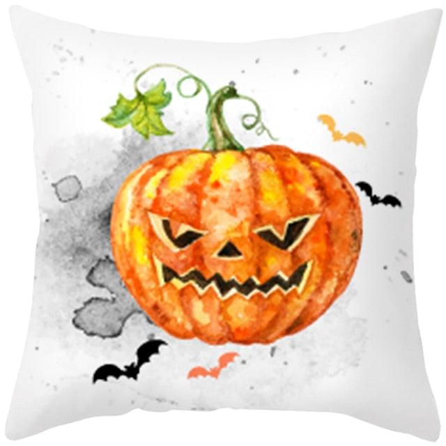 Halloween Cushion Cover Horror Pumpkin Printed Pillow Case Orange And Black Pillow Cover Pumpkin Farmhouse Deco Happy Halloween Decorative Pillow Case For Home  45x45CM