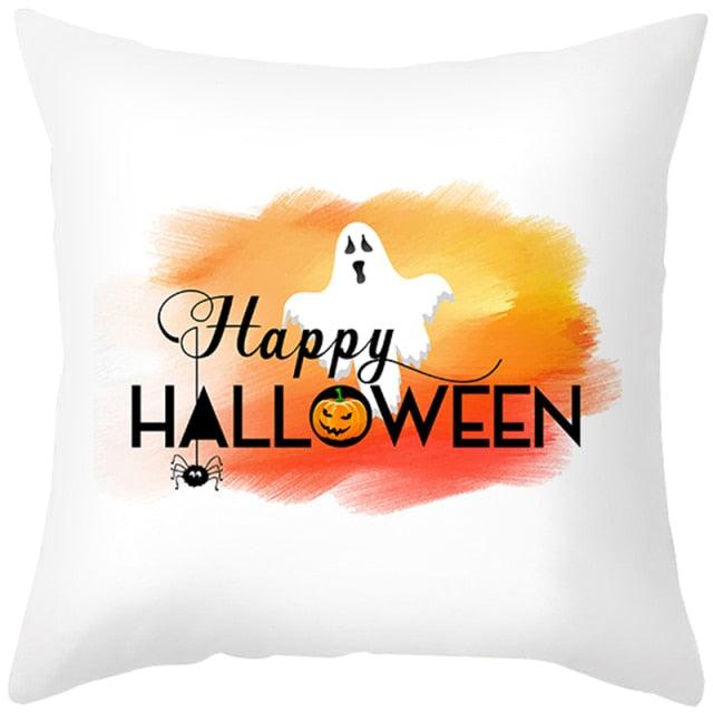 Halloween Cushion Cover Horror Pumpkin Printed Pillow Case Orange And Black Pillow Cover Pumpkin Farmhouse Deco Happy Halloween Decorative Pillow Case For Home  45x45CM