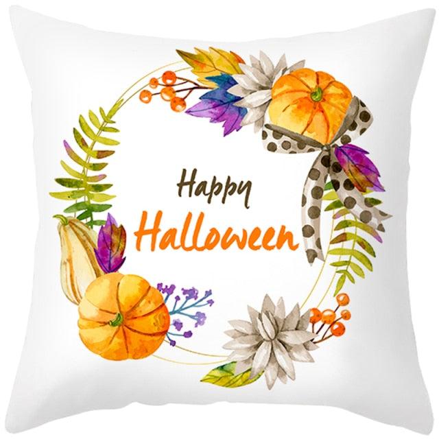 Halloween Cushion Cover Horror Pumpkin Printed Pillow Case Orange And Black Pillow Cover Pumpkin Farmhouse Deco Happy Halloween Decorative Pillow Case For Home  45x45CM