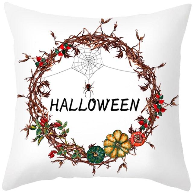 Halloween Cushion Cover Horror Pumpkin Printed Pillow Case Orange And Black Pillow Cover Pumpkin Farmhouse Deco Happy Halloween Decorative Pillow Case For Home  45x45CM
