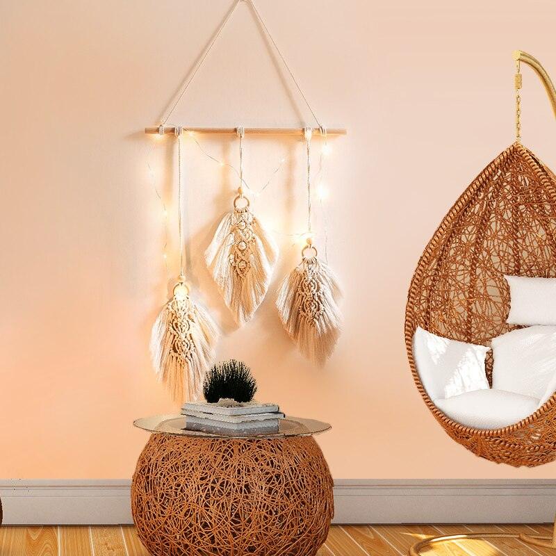 Home Aesthetic Room Decor Leaf Wall Hanging Dream Catcher Aesthetic Room Home Decor For Teenage Girl Dorm Room Decor Wedding Decorations Craft Gift With LED Light  Kid Room Decoration Living Room Wedding Party Wind Chimes